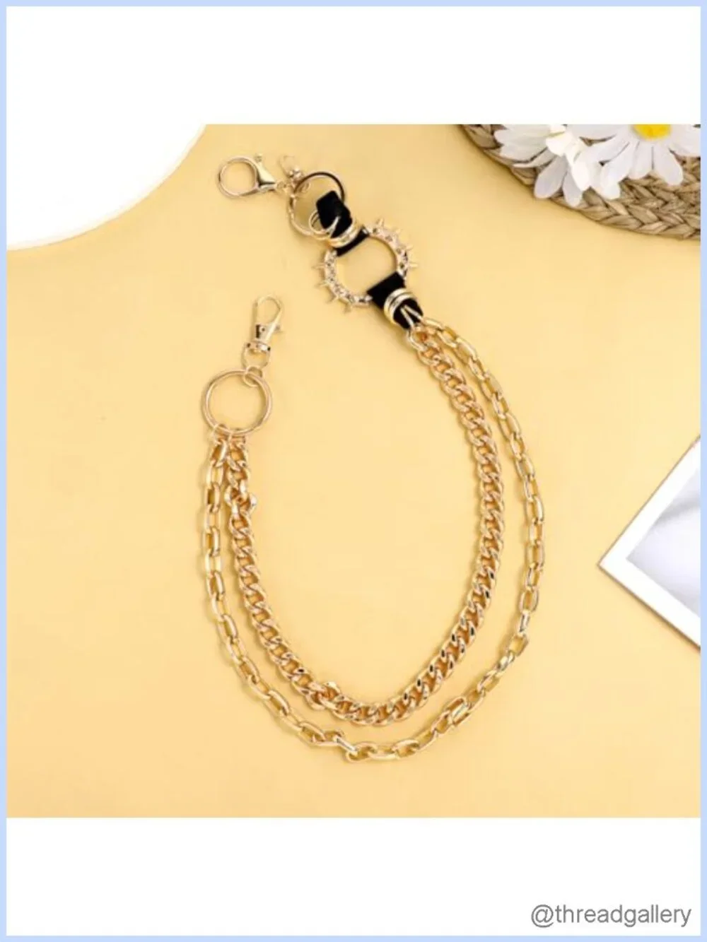 Gold Wallet Chain Men Women Double Layer Punk Jean Pants Pocket Chain Belt Loop